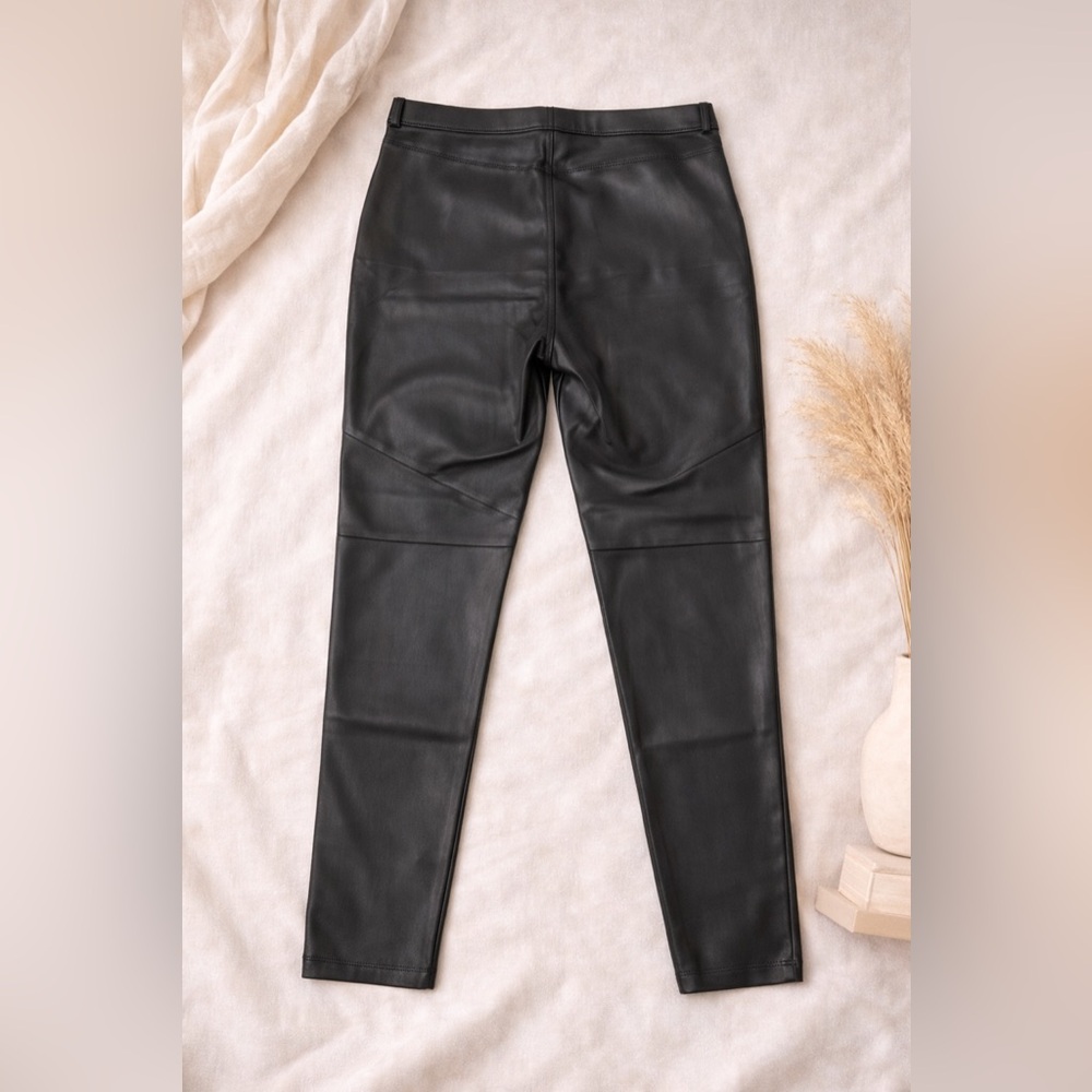 Free People Black Faux Leather Moto Leggings Pants Size 30 - Picture 4 of 5